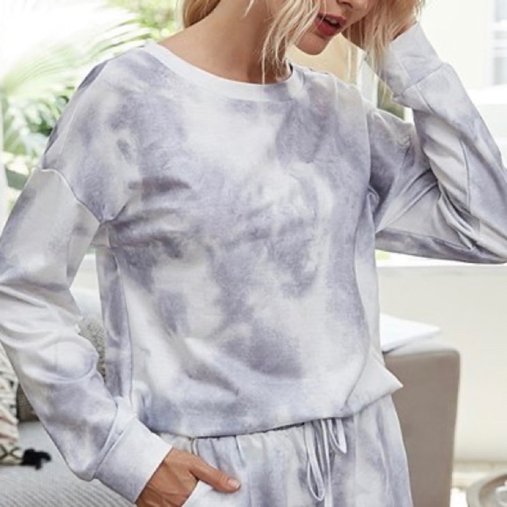 Gray & Mauve/Taupe Tie-Dye Crewneck